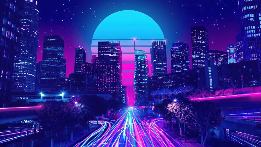 Neon Dreams in LA Nightscape wallpaper