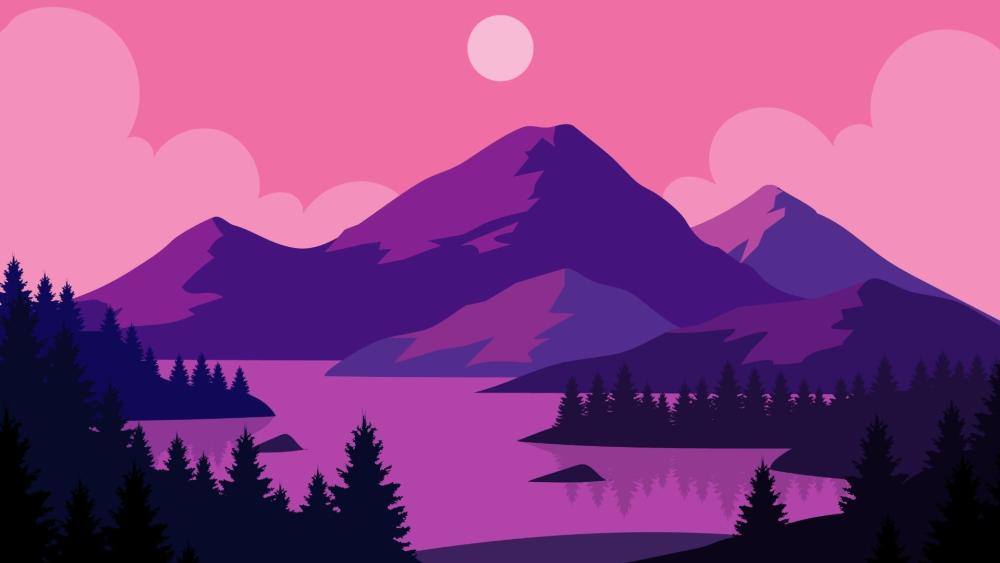 Dreamy Purple Mountain Landscape wallpaper