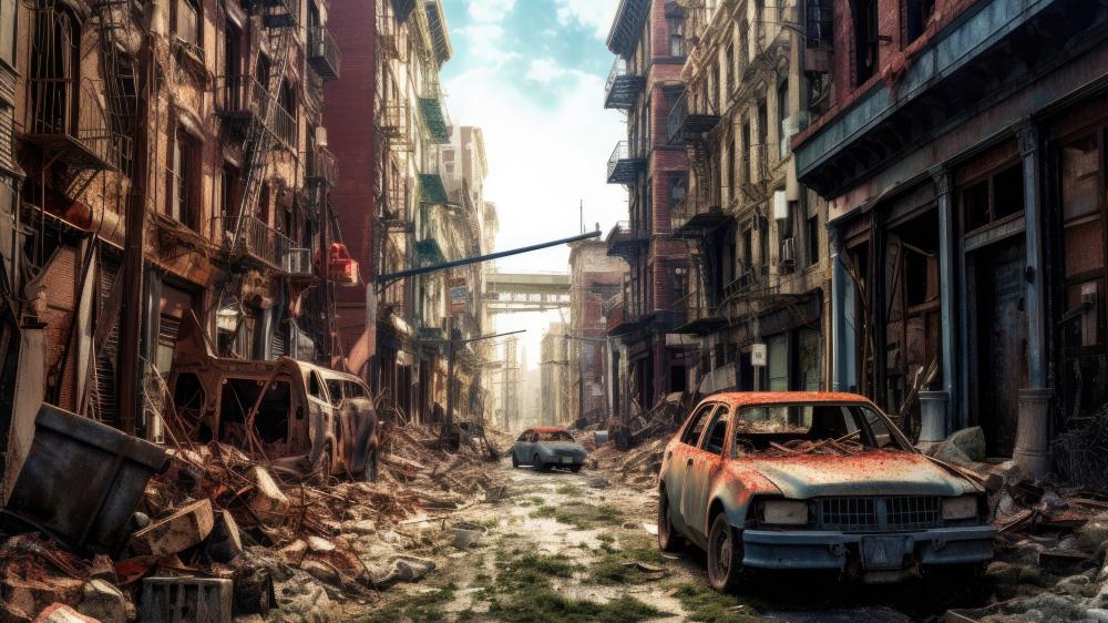 Post-Apocalyptic New York Cityscape Wall Art wallpaper