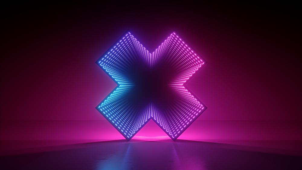 Neon Cross Glow in 3D Artistry wallpaper