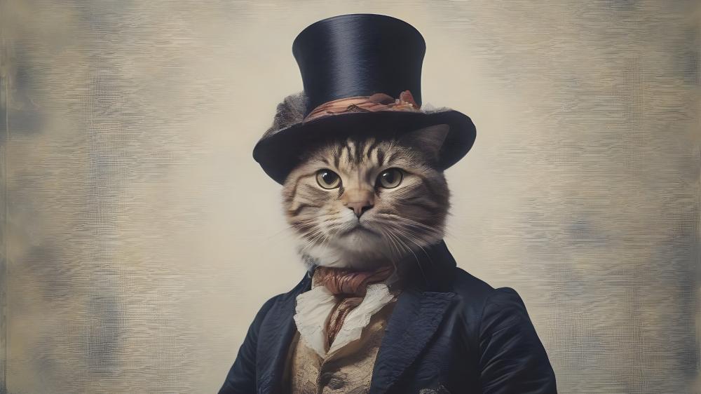 Steampunk Cat in Fancy Attire wallpaper