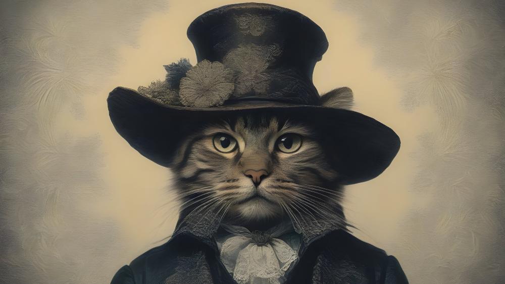 Steampunk Cat in Vintage Elegance wallpaper