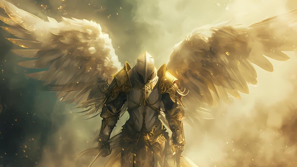 Warrior Angel in Celestial Battle wallpaper