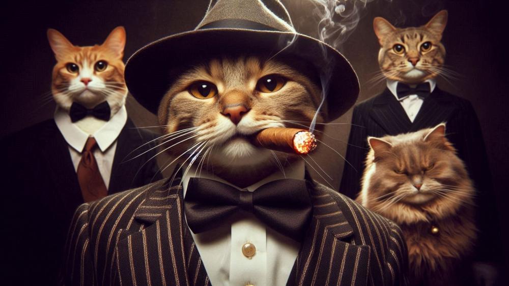 Midnight Gang of Feline Mobsters wallpaper