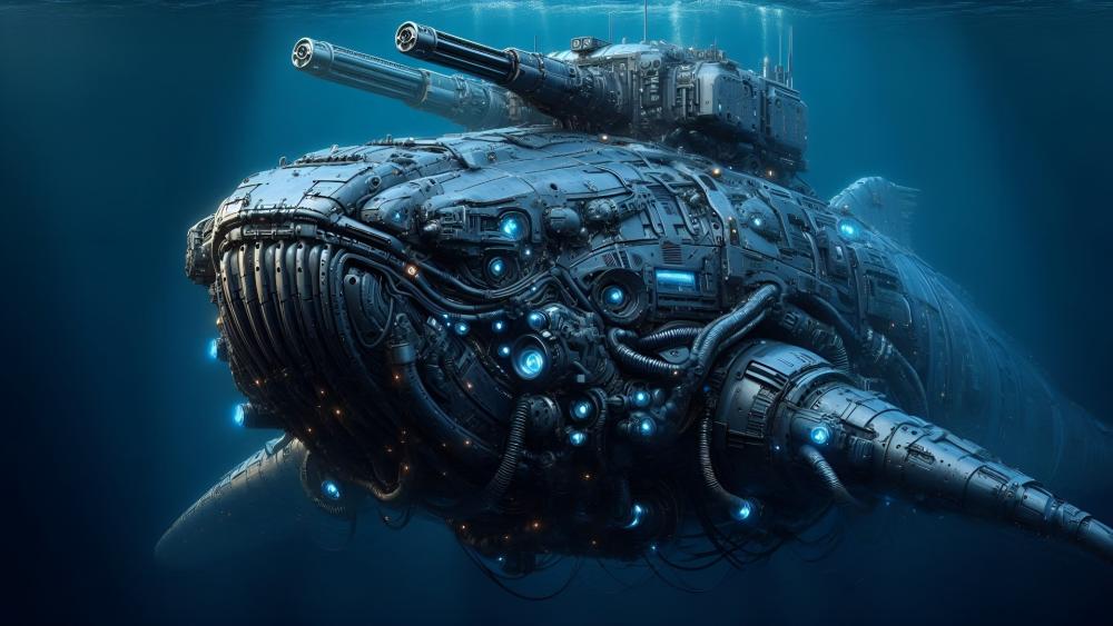 Steampunk Submarine Whale Adventure wallpaper