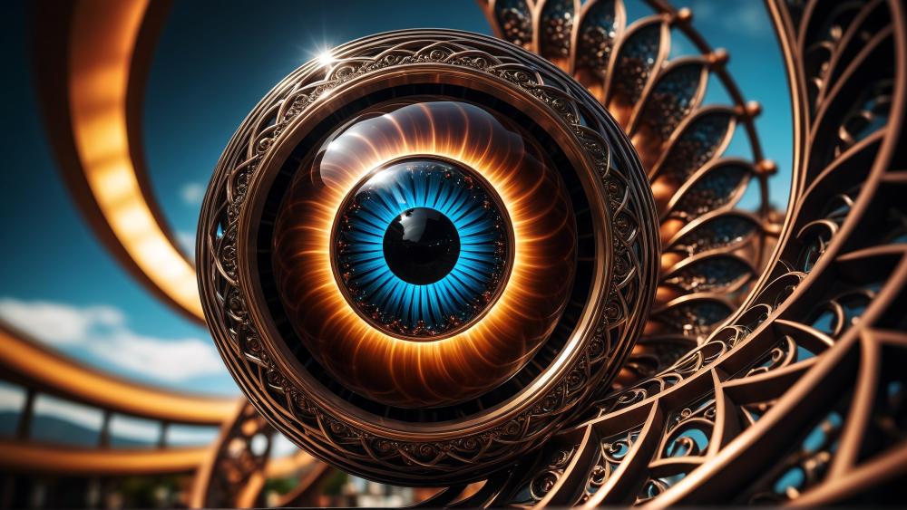 Futuristic Steampunk Eye in 4K wallpaper