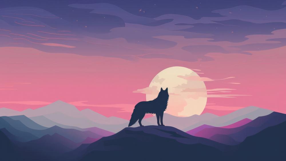 Wolf's Moonlit Peak wallpaper