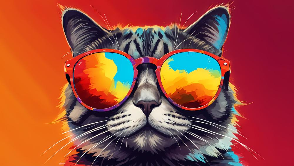 Trendy Feline in Funky Shades wallpaper