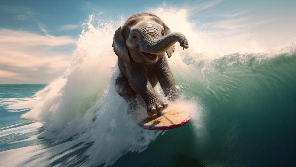 Elephant Surfer Extravaganza wallpaper