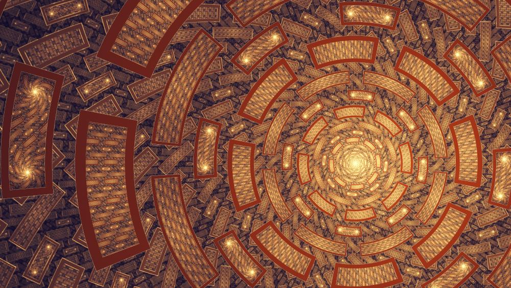 Hypnotic Spiral Maze in Brown wallpaper