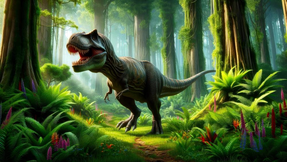 Trex in the jungle wallpaper