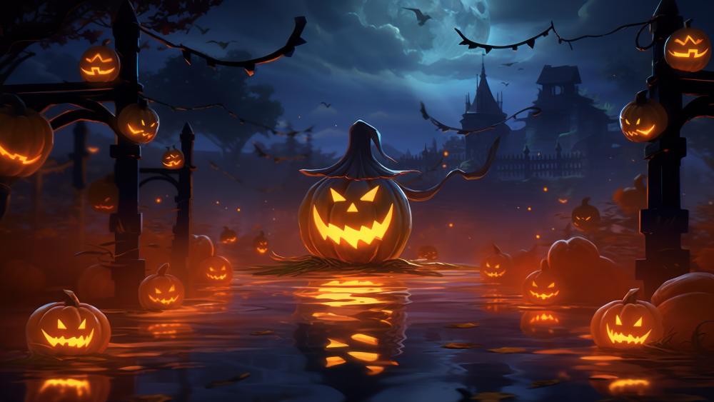 Haunted Pumpkin Patch Wonderland wallpaper