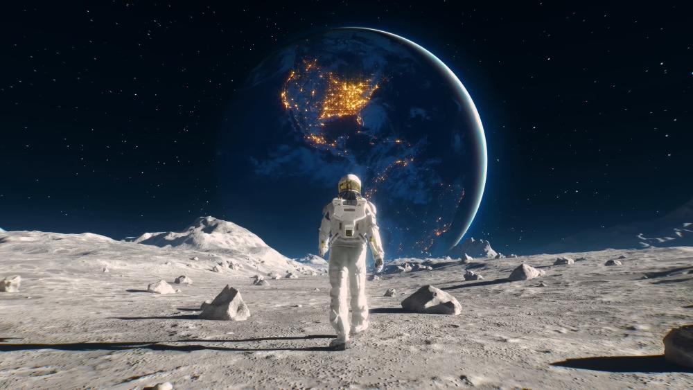 Astronaut Walking on the Moon wallpaper