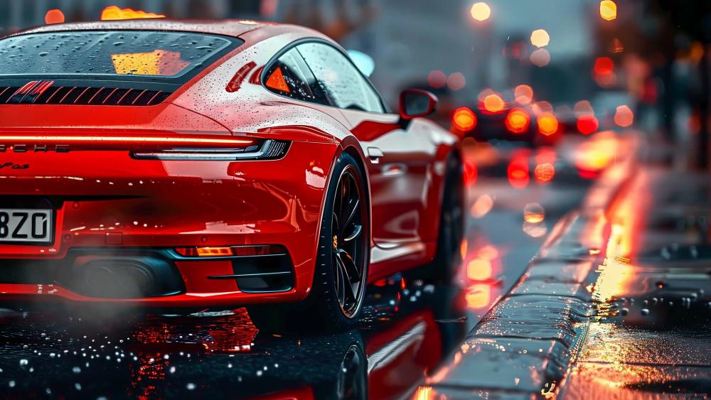 Porsche 911 Reflections in the Rain wallpaper