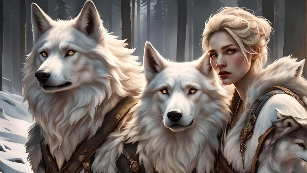 White Wolves and Heroic Guardian wallpaper