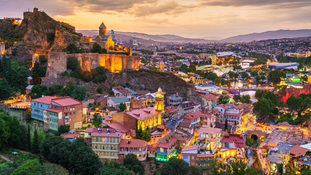 Sunset Over Narikala Fortress Tbilisi wallpaper