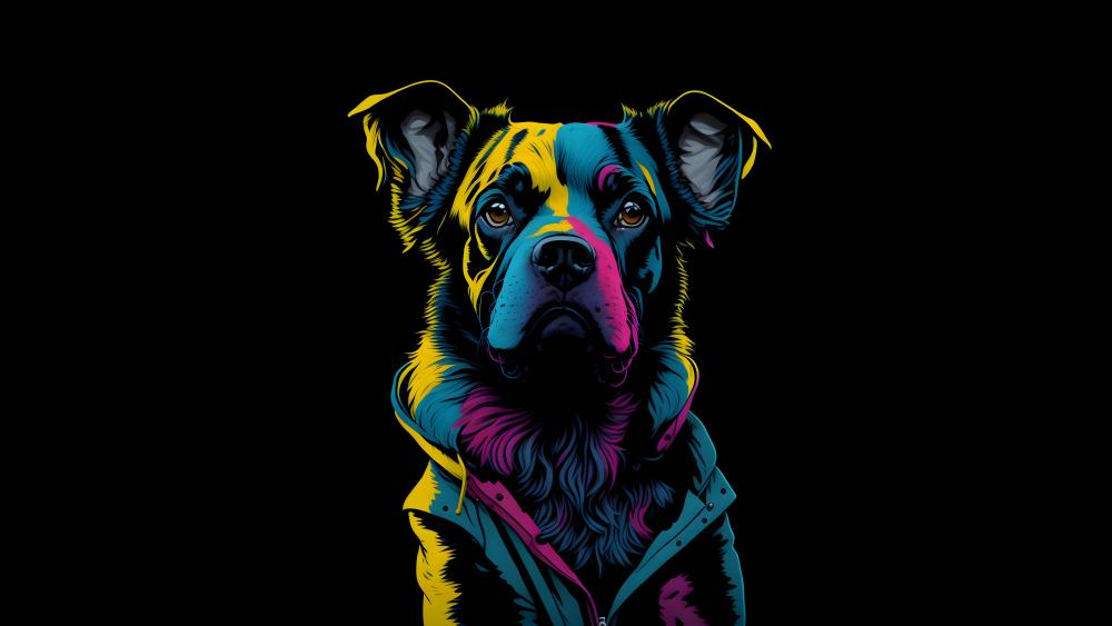 Neon Canine Fantasy Art wallpaper