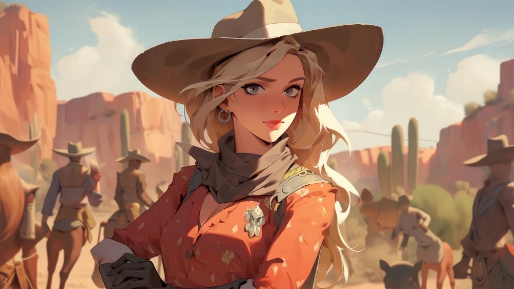 Cowgirl Charm in Anime Style wallpaper