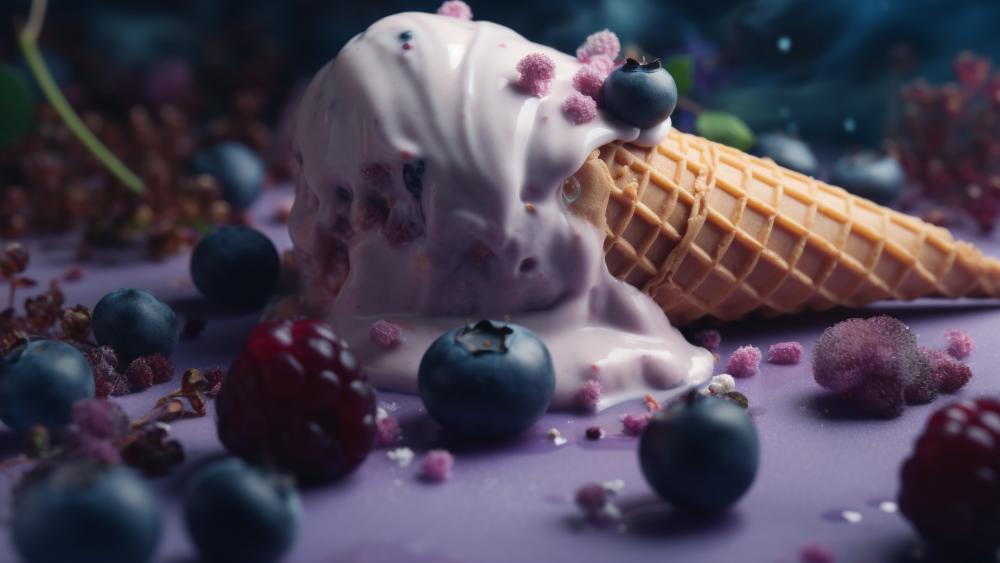 Melting Berry Ice Cream Delight wallpaper