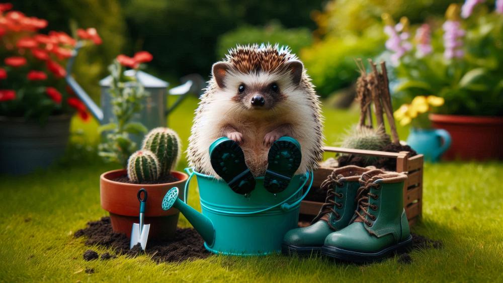 A busy Gardening Hedgehog wallpaper