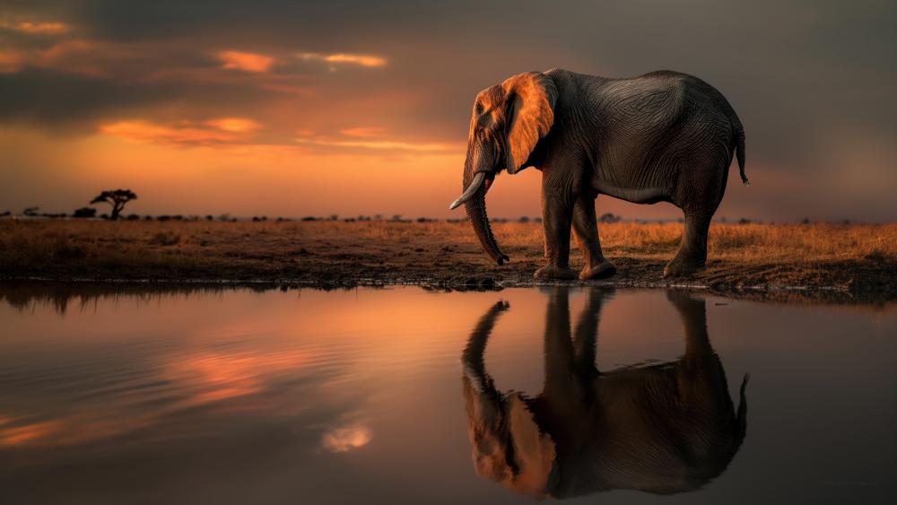 Majestic Elephant at Dusk wallpaper