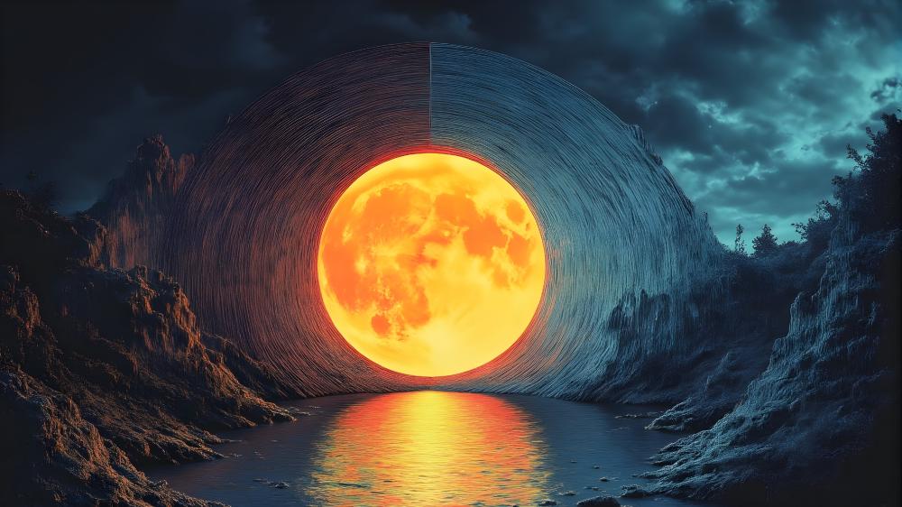 Ethereal Moon Portal in Abstract Art wallpaper