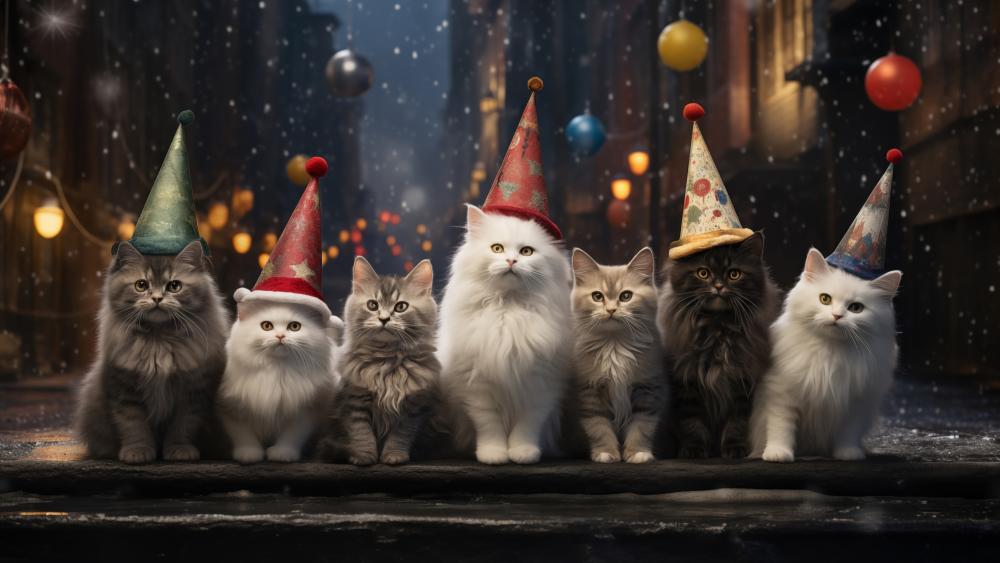 Festive Feline Parade wallpaper