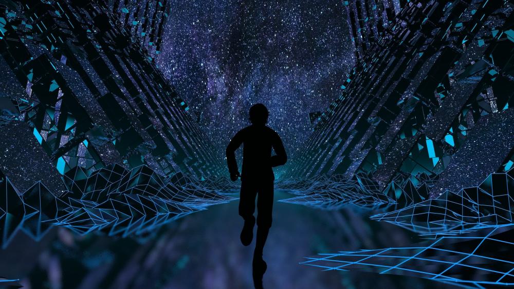 Digital Runner in Neon Universe wallpaper