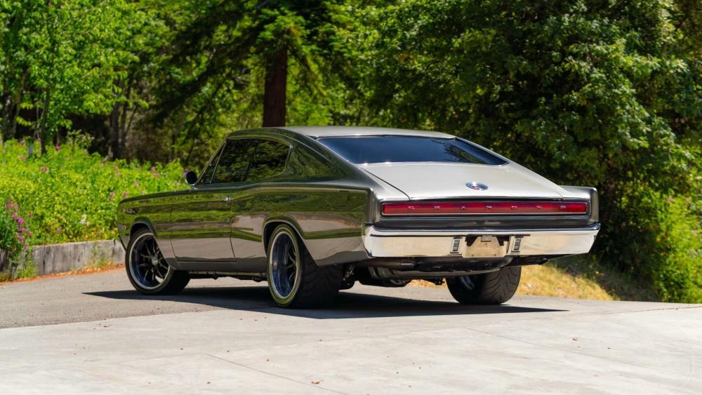 Vintage Dodge Charger Rear View in Chrome Finish wallpaper