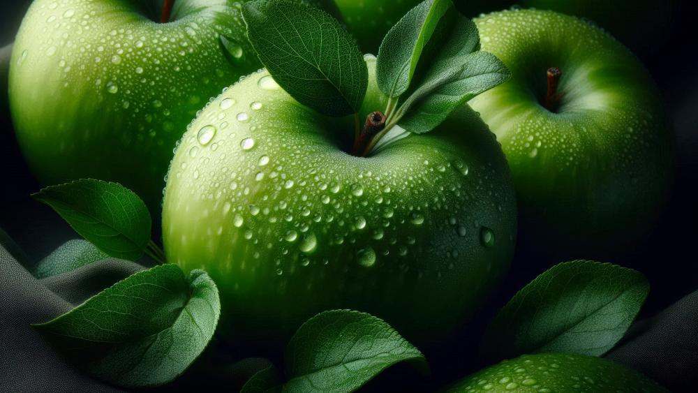 Fresh green apples wallpaper