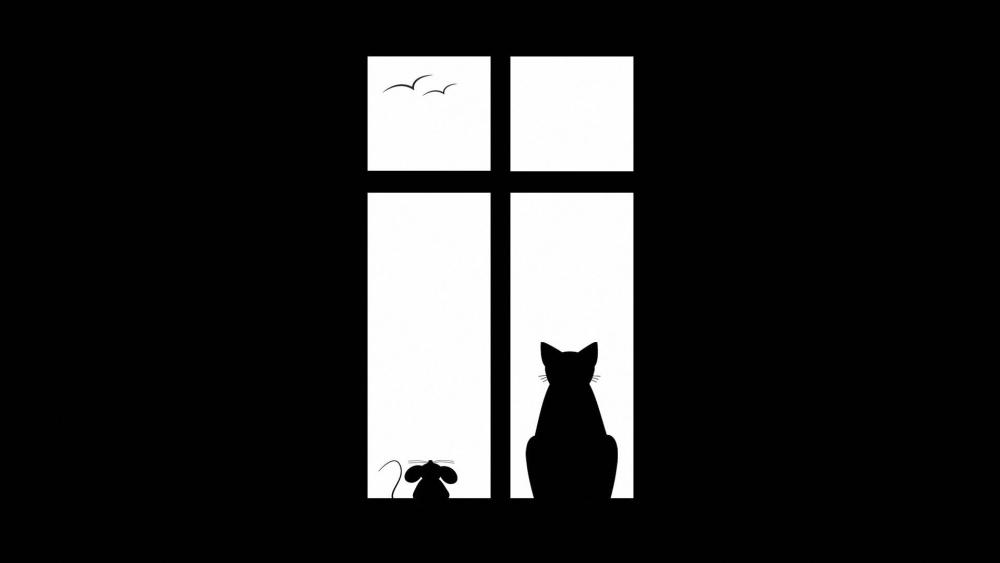 Cat and Mouse by the Window wallpaper