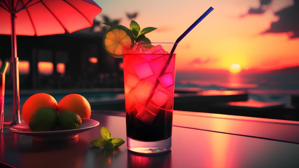 Sunset Beverage Bliss wallpaper