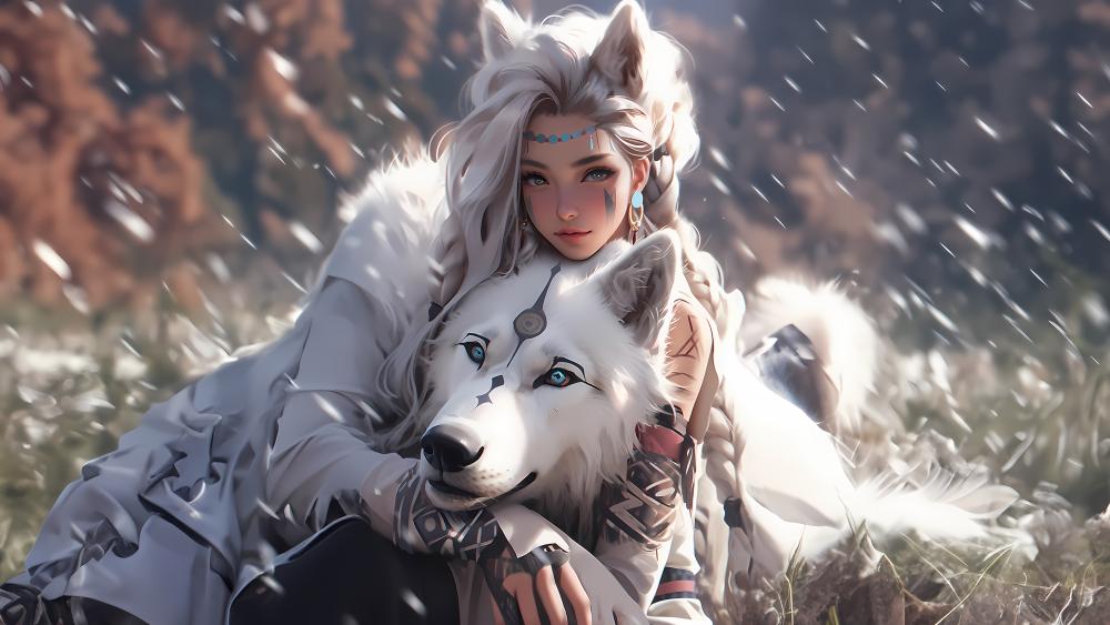 Whispering Enchantment of Wolf Spirits wallpaper