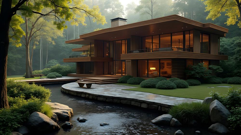 Luxury Forest House Retreat wallpaper