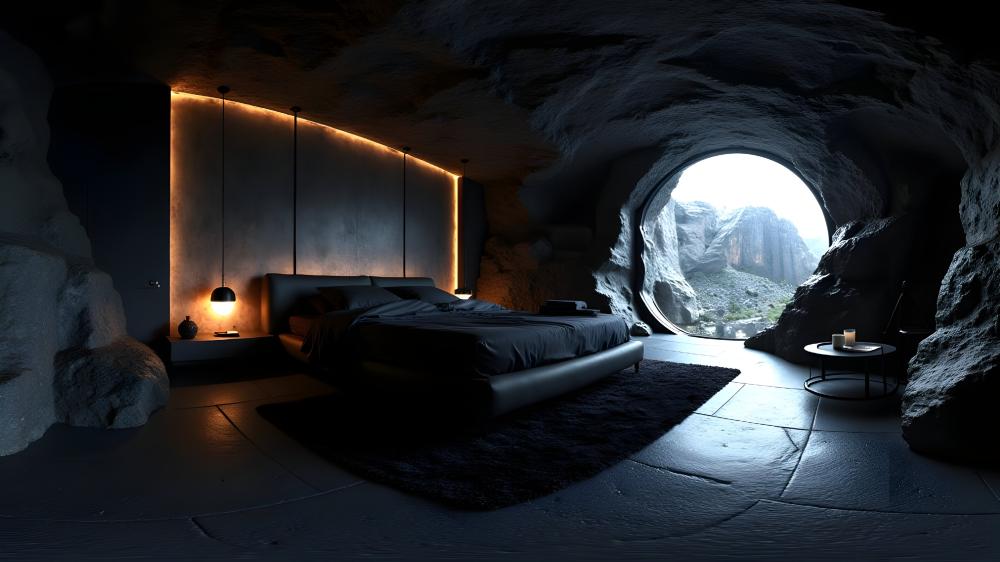 Luxurious Cave Bedroom Retreat wallpaper