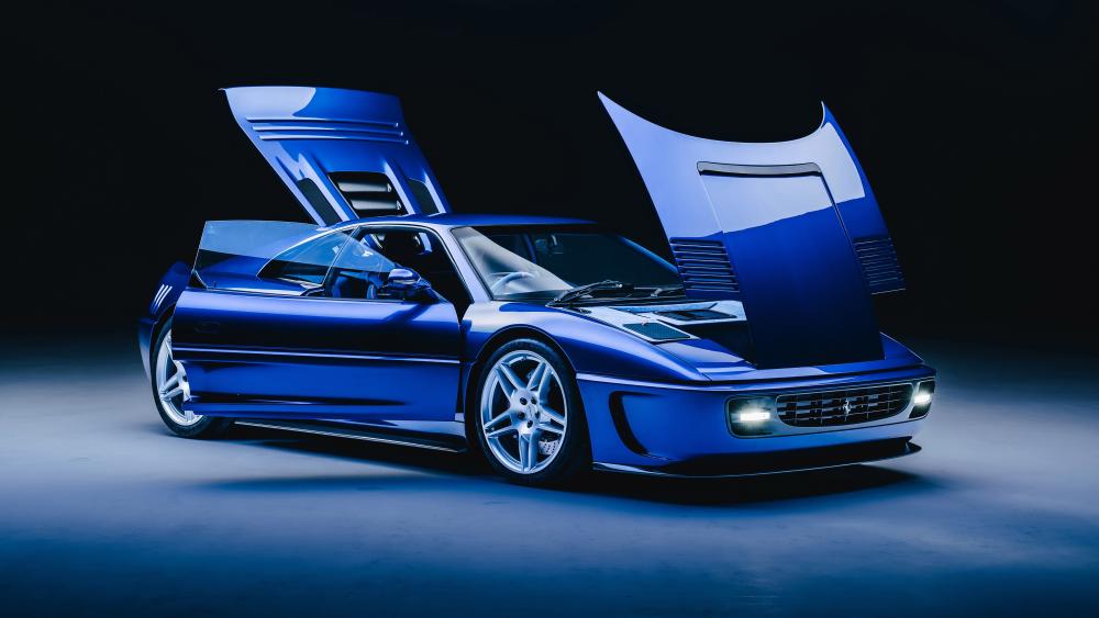 Blue Ferrari F355 in Focus wallpaper