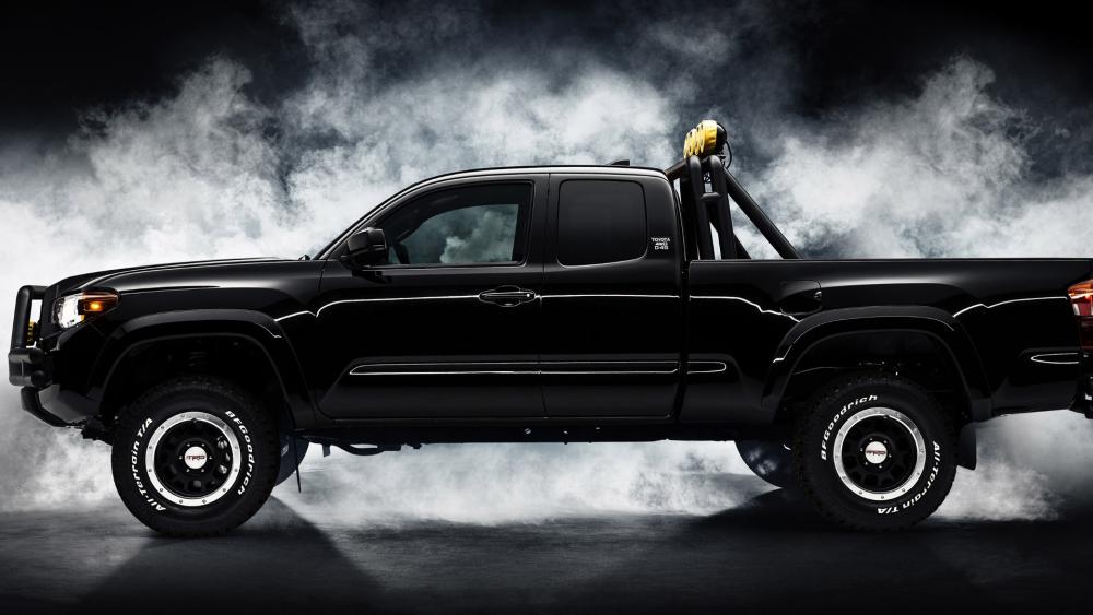 Black Toyota Tacoma in Smoky Spotlight wallpaper