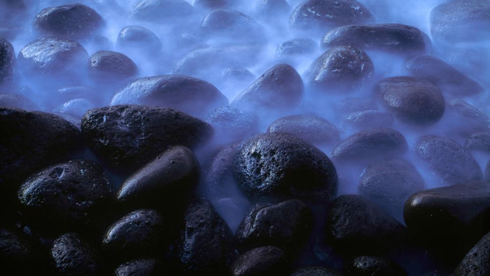 Mystical Dark Stones and Mist wallpaper