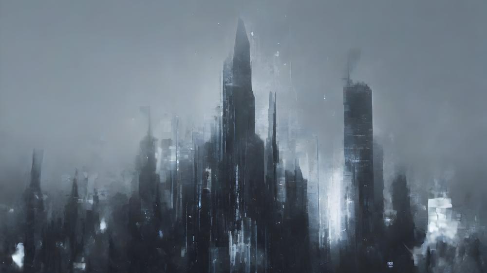 Monochrome Cityscape Dreamscape wallpaper