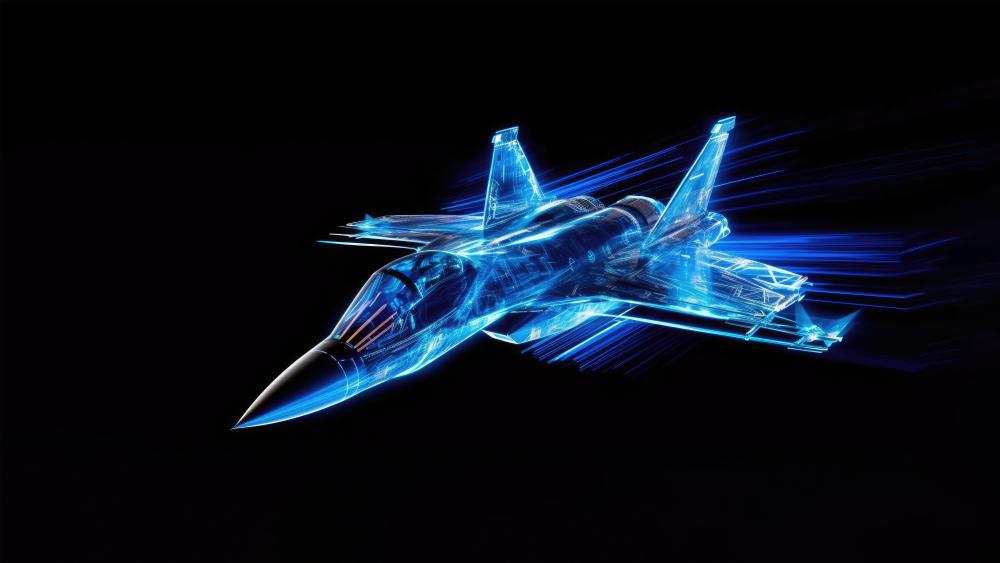 Neon Jet Fighter in Flight wallpaper