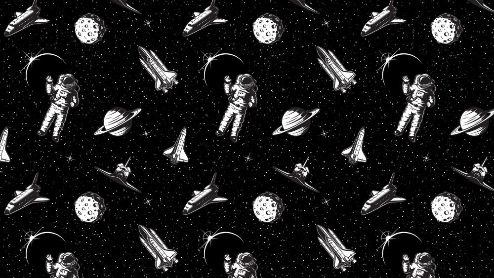 Space Exploration Patterns in Monochrome wallpaper