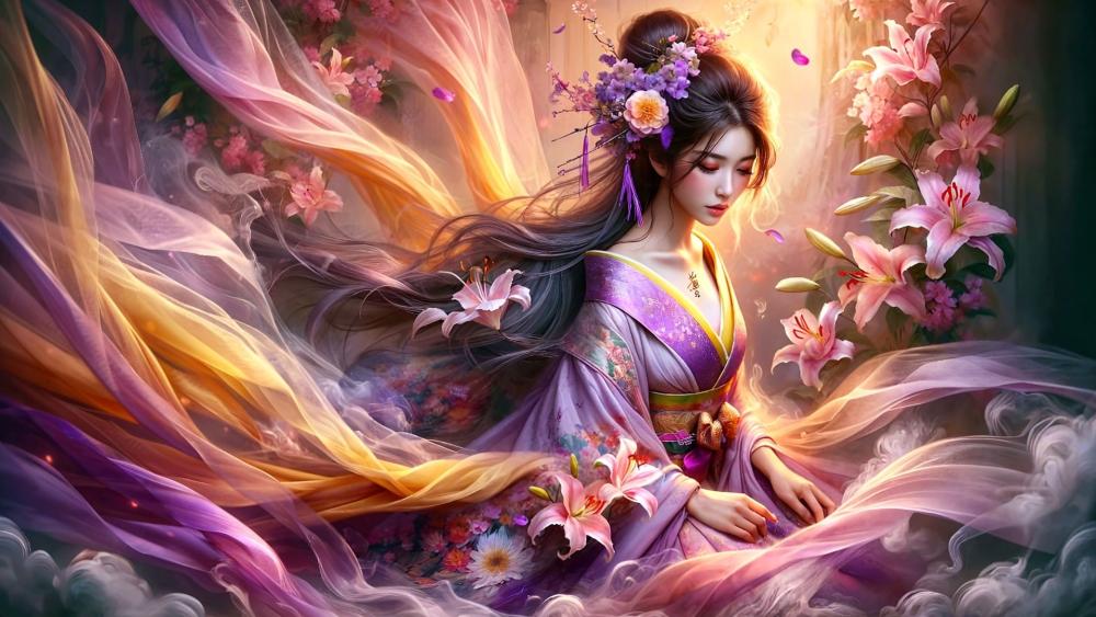 Ethereal Geisha Dreamscape wallpaper