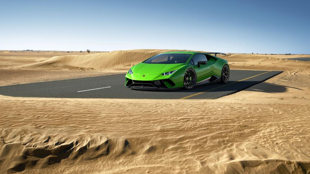 Lamborghini Huracan in Desert Scene wallpaper