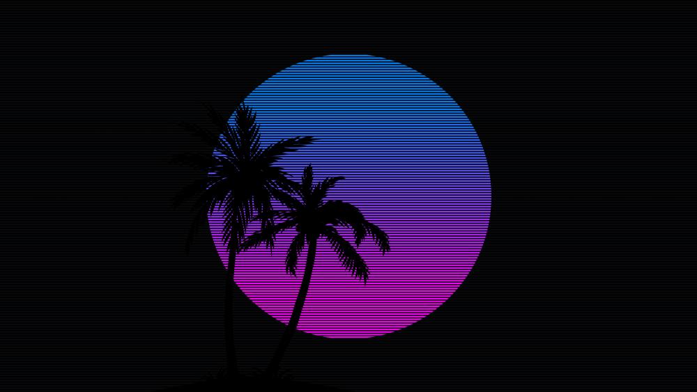 Neon Palm Oasis in 8K wallpaper