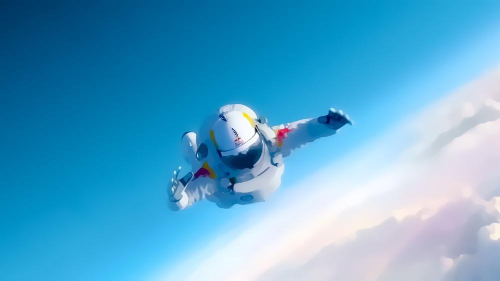 Cosmic Skydiver: Freefall Fantasy wallpaper