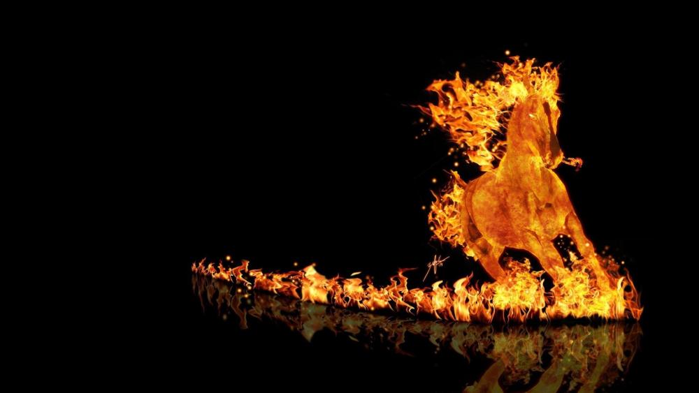 Fiery Horse in Motion wallpaper