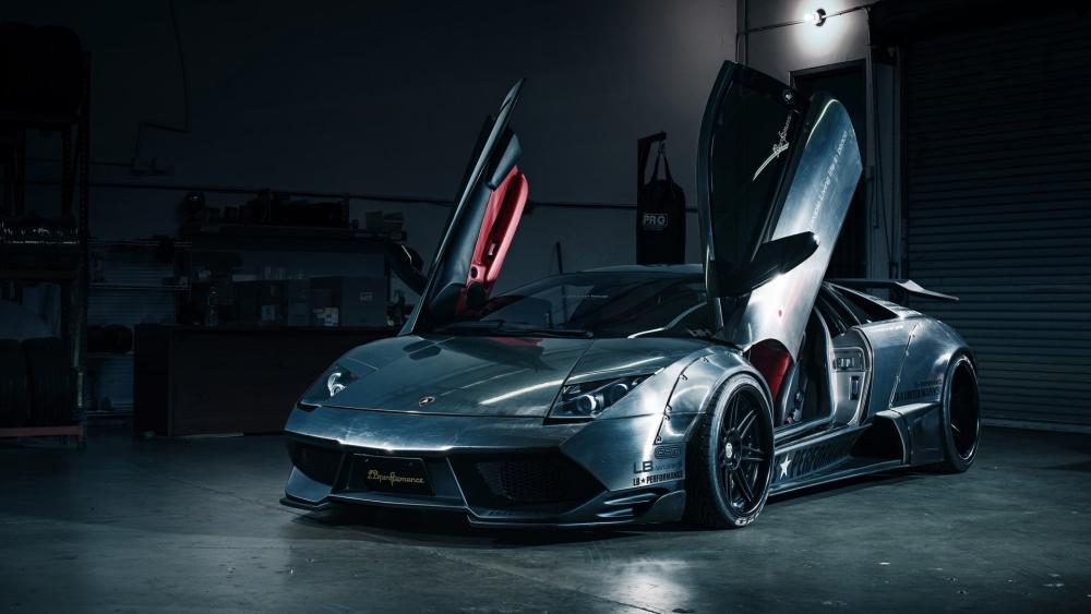 Lamborghini Murciélago in a Dark Garage wallpaper