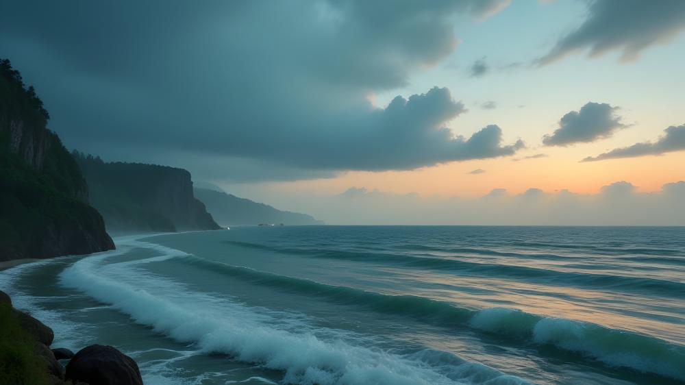 Tranquil AI-Enhanced Seascape at Dusk wallpaper