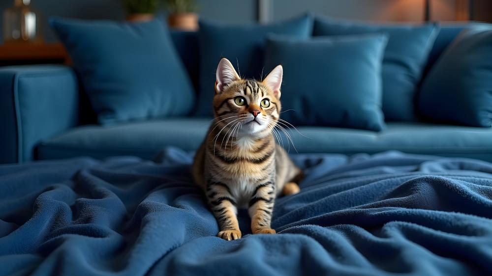 Cozy Blue Tabby Cat AI Art wallpaper