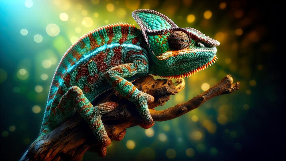 Chameleon on a twig wallpaper